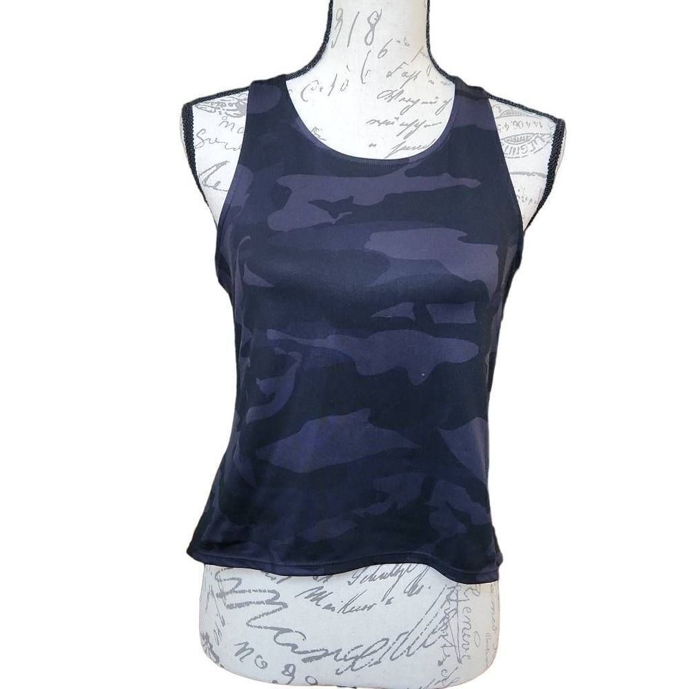 90 Degree by Reflex Ladies Size Small Black Camo Knot Split Back Athletic Tank